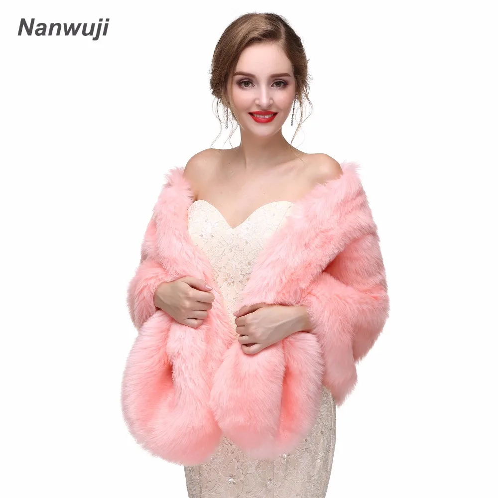 

Wedding Wedding Wrap Faux Fur Pink /Grey/Champagne Wedding Bridal Wrap Special Occasion Wedding Shawl One Size for Winter