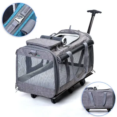 

CARRYLOVE Foldable pet Rolling Luggage Spinner Cat and dog Suitcase Wheels 20 inch Carry on Trolley pets Travel Bag on wheel