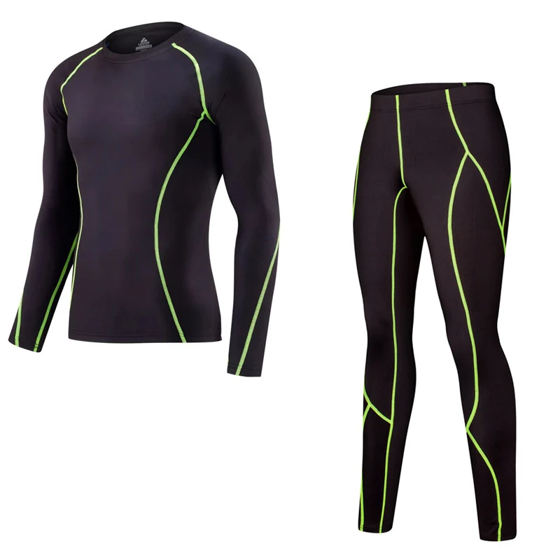 New Men's Thermal Underwear Set Long-sleeved Shirt + Compression Pants 2 Piece Suit Fitness T-shirt Men's Leggings Rashgard Male New Men's Thermal Underwear Set Long-sleeved Shirt + Compression Pants 2 Piece Suit Fitness T-shirt Men's Leggings Rashgard Male