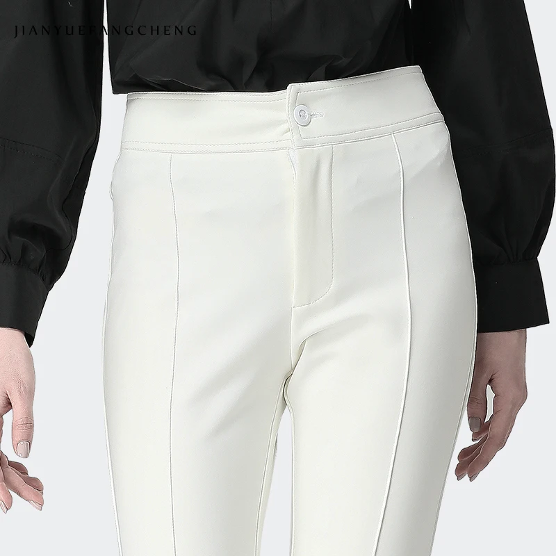 2019 Newest Mid Waisted Pleated White Boot Cut Women' Pants Regular Full Length Plus Size S-4XL Slim Woven Woman Trousers Pants 2019 Newest Mid Waisted Pleated White Boot Cut Women' Pants Regular Full Length Plus Size S-4XL Slim Woven Woman Trousers Pants