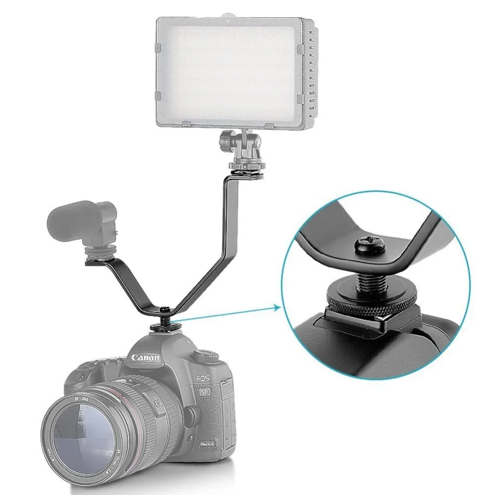 Multiple V Type Flash Bracket with 3 Standard Hot Shoe Mount 1/4 Thread