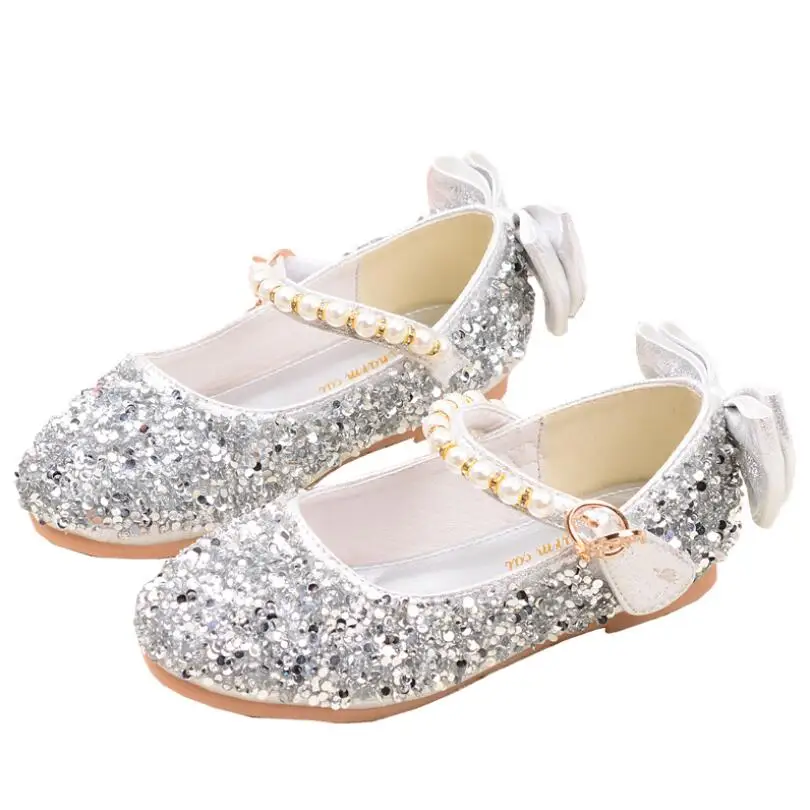

Kids Leather Shoes Girls Baby Flats Glitter Princesses Sandal Leather Children Shoes Toddler Soft Bottom Dress Party Shoes