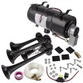 12 V 150 DB Quad 4 Trompete LAUT Zug Air Vier Horn + kompressor Schlauch Abdichtung kit-in Mehrton-Signalhörner aus Kraftfahrzeuge und Motorräder bei