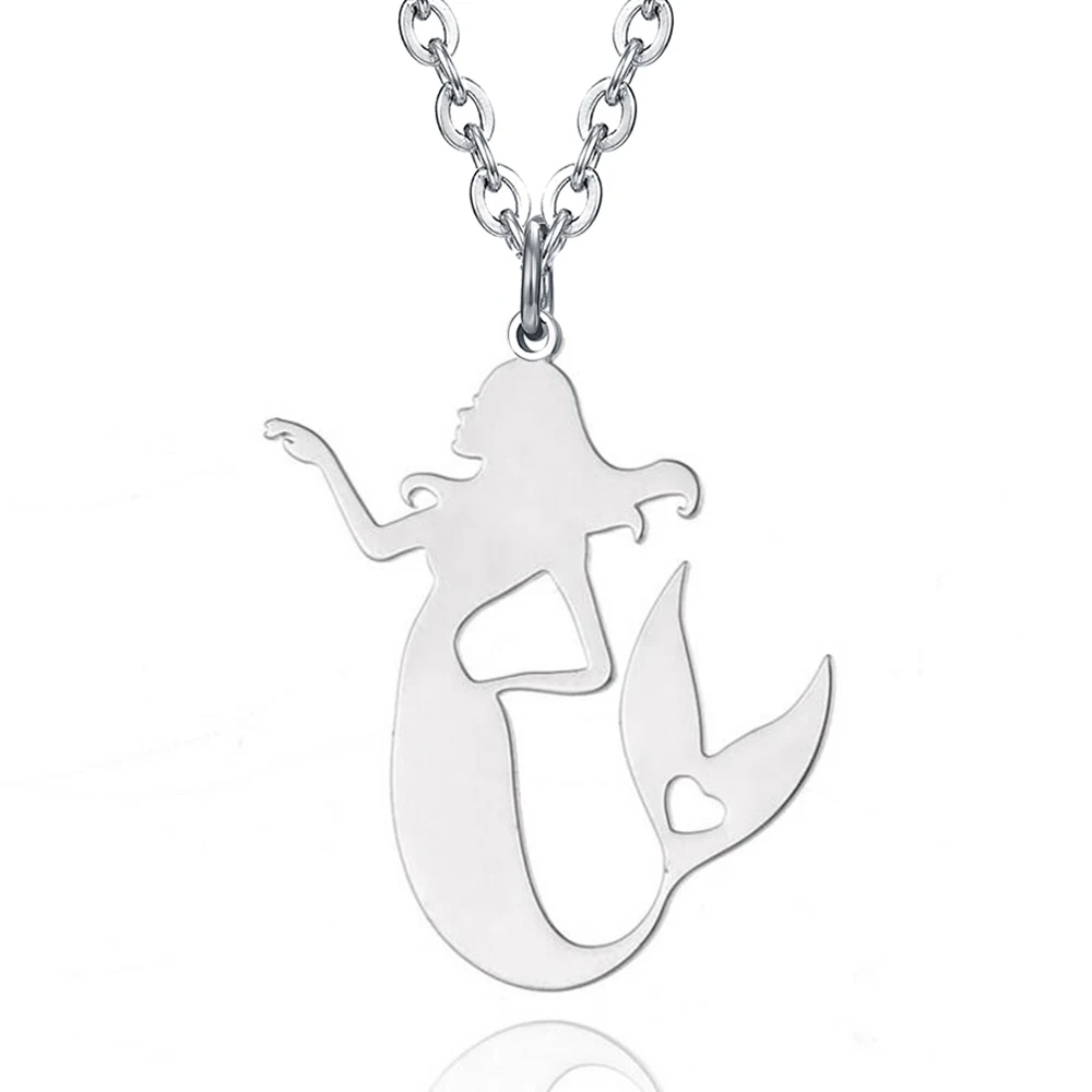 

New Desgin Stainless Steel Mermaid Pendant Necklace Jewelry Girl Women
