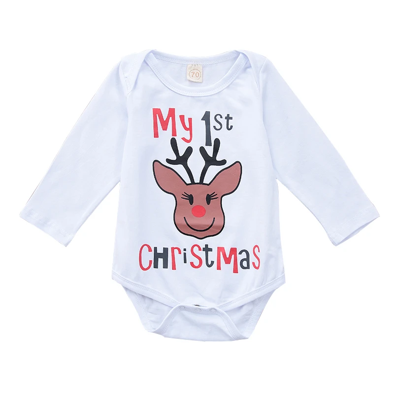 

Vinnytido 1pc Christmas Baby Bodysuits Long Sleeve Newborn Cotton Infant Baby Clothing Jumpsuit