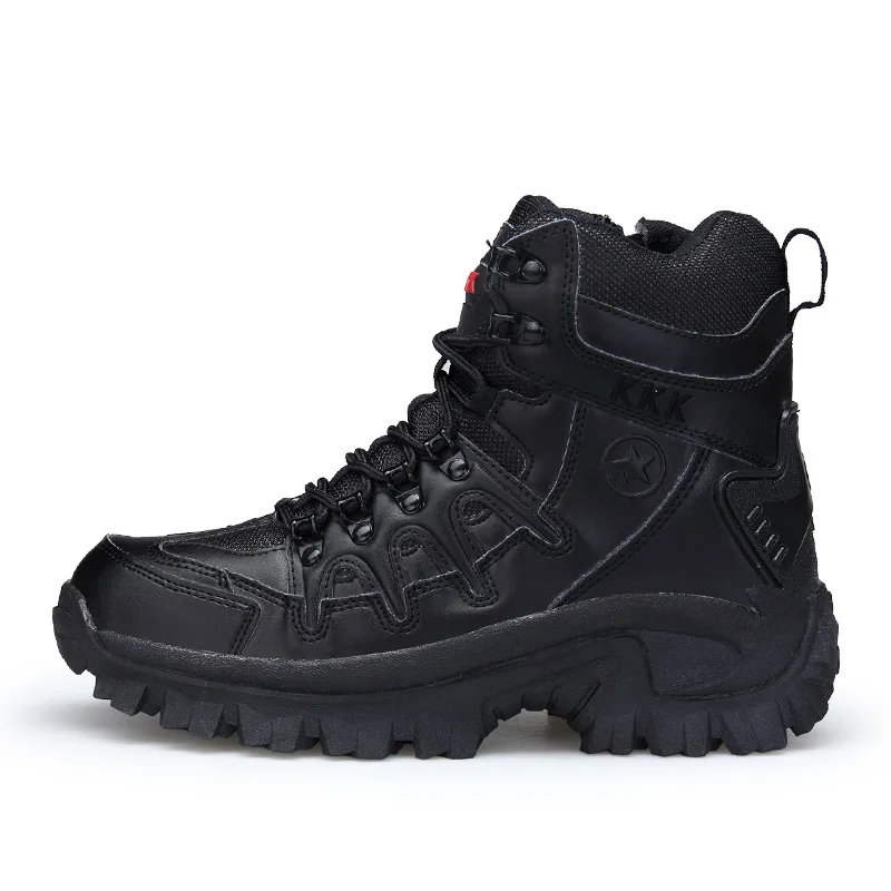 MANLI мужские походные альпинистские ботинки, DELTA профессиональные водонепроницаемые походные ботинки, тактические походные горные спортивные кроссовки - Цвет: Черный