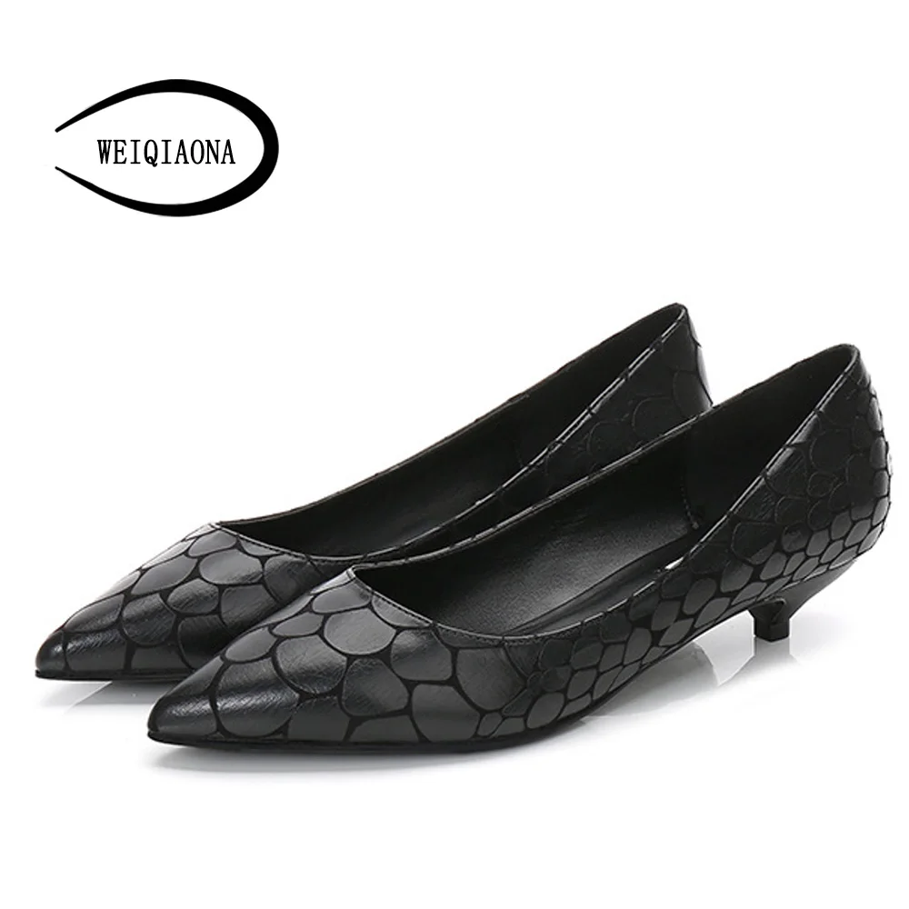 

WEIQIAONA 2018 New Big Size 34-43 Brand Design Shoes Women Casual Pointed Toe Low Heels Wedding Shose Dress Shoes Working shoes