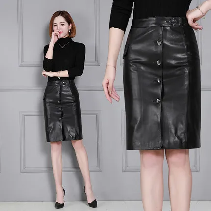 Новинка 2018 модная юбка из натуральной овечьей кожи K36 | Женская одежда