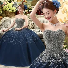 Королевский Синий Quinceanera Платья Бальные Платья Блестками Бисером Корсет Девушки День Рождения Сладкие 16 Платья Маскарад Vestidos Де 15 Anos