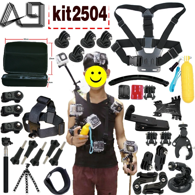 

A9 For Gopro accessories Set Case Tripod Chest Wrist Strap Mount Monopod Clip for Go Pro 5 4 3 SJCAM SJ4000 xiaomi yi 4k Camera