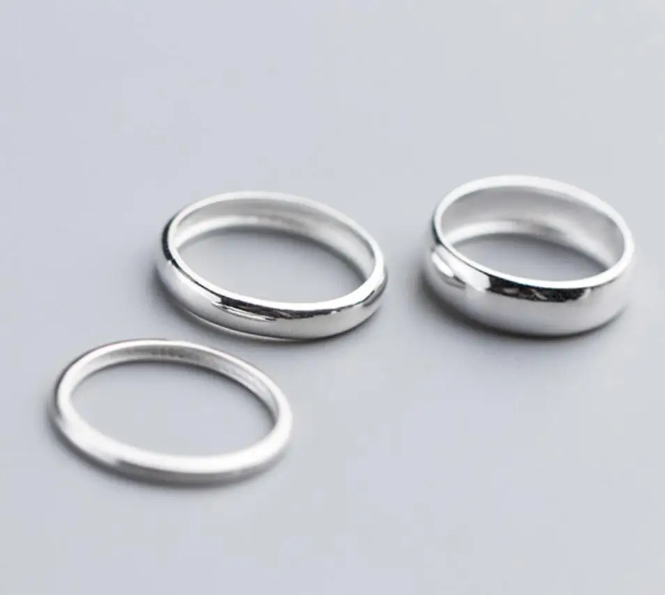

925 Solid Sterling Silver Simple Plain Polished Band Ring Jewelry A3654