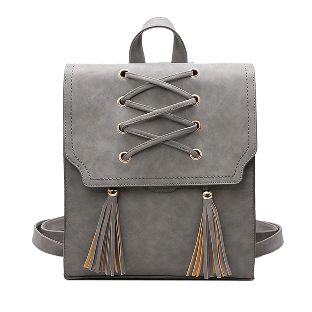 SFG HOUSE Women Unique PU Leather Lace Up Backpack 2017 Fashion Girls School Bags Shoulder Bag