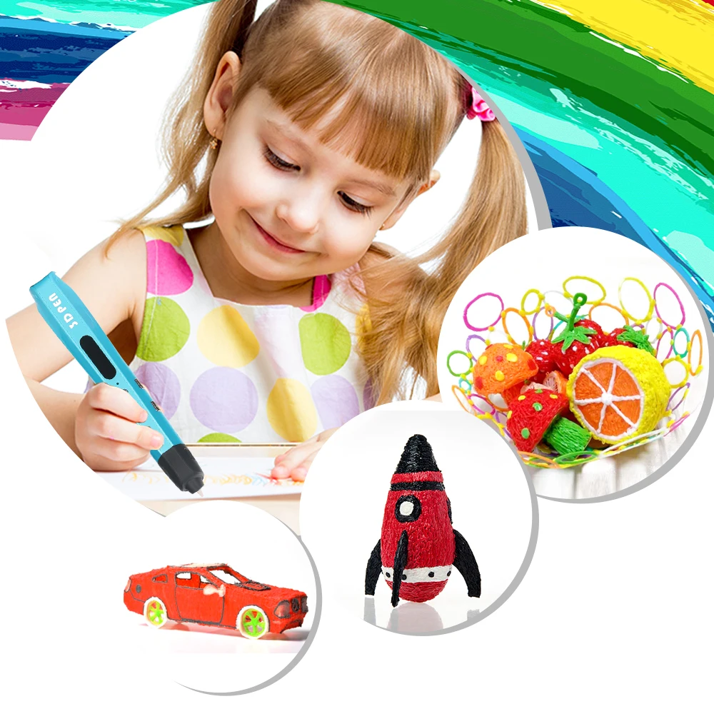 

2 Colors Sixth Generation 3D Drawing Pens With Free PLA Filament 3D Pens For Kids Birthday Present 3d Magic Pen Free Shipping