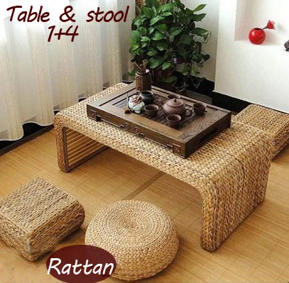 

100% natural rattan products,garden of pure handmade rattan furniture sets,rattan table,rattan stool, living room furniture(1+4)
