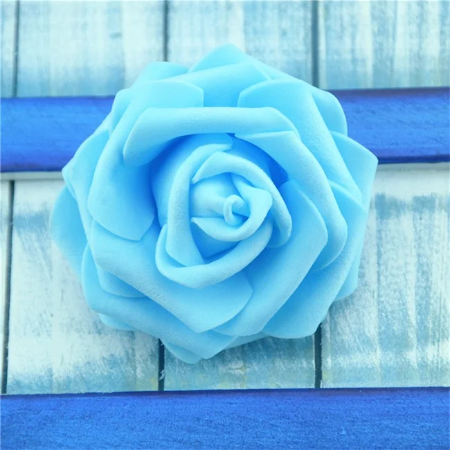 50 шт. 7 см искусственные из ПЭ пены белые розы цветы для дома Свадебные украшения DIY скрапбукинг ручной работы Поддельные Цветочные головки - Цвет: Blue