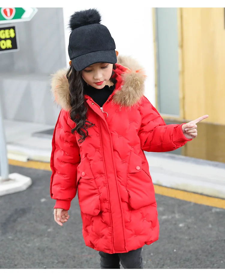 Зимняя куртка для девочек, плотное зимнее пальто для девочек г. Новая детская одежда зимняя парка с капюшоном куртки для девочек, верхняя одежда От 4 до 12 лет