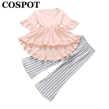

COSPOT Baby Girls Clothes 2Piece Clothing Set Floral Spring Cotton Suit Dress+Pants+ Baby Girls Dresses 2019 New 30