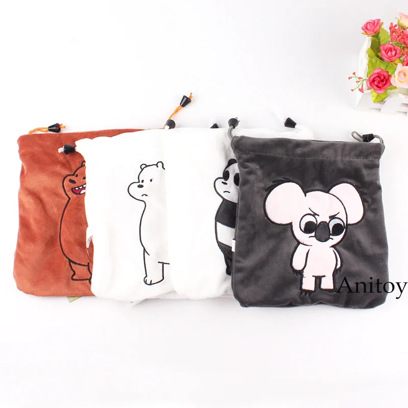 

Anime Plush Toy Kids Baby Bag We Bare Bears Plush Bag Grizzly / Panda / Ice Bear Nom Nom Drawstring Pocket for Children 19x21cm