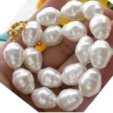 

Free Shipping NEW 20mm WHITE BAROQUE SOUTH SEA SHELL PEARL NECKLACE 17inch