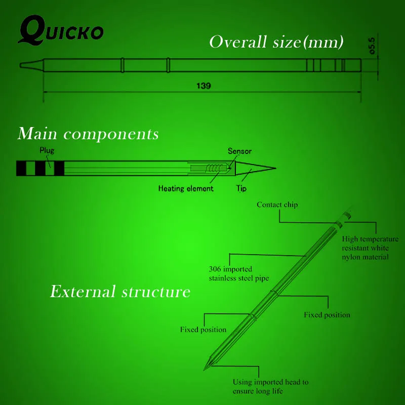 QUICKO T12-KF T12-B2 T12-BC2 T12-D24 IL электронный жало паяльника припой 220v сварочный наконечник для пайки Ремонт станции