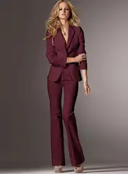 Для женщин вечерние Брючные костюмы для женщин Для женщин высокое качество индивидуальный заказ вино тонкий костюм женские офисные