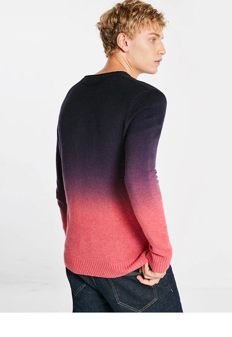 JackJones осенний мужской шерстяной градиентный пуловер Повседневный свитер Топ Мужская одежда 218424509