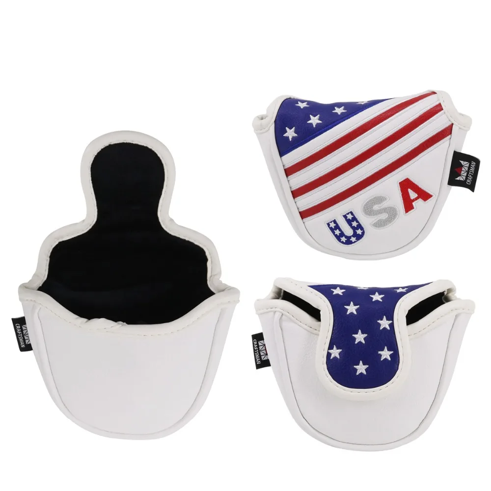 Craftsman Golf Wood Headcover Driver Fairway Hybrid UT Set Blade Mallet Mid mallet Square Putter Cover USA Flag искусственная