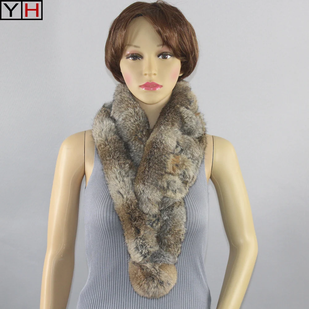 

Women's Real Fur Scarf High Quality Luxury Big Rabbit Fur Scarves Lady Warm Winter Fashion Brand New Arrival