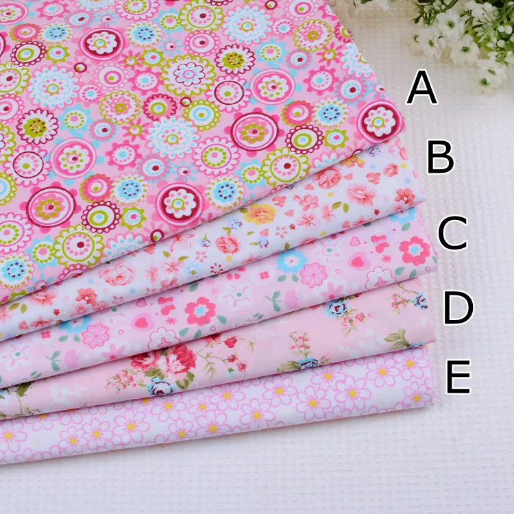 

Pink Shabby Chic Floral Cotton Fabric Bundle, Sewing Cloth for Patchwork Home Textile, Quilting Tissues by half meter yardage