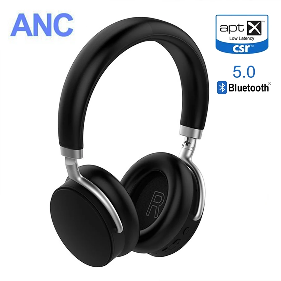 

VIKEFON APTX LOW LATENCY Bluetooth 5.0 Headphones for TV/Movice Watching Over Ear Foldable Headset with Mic ANC HiFi Music Sound