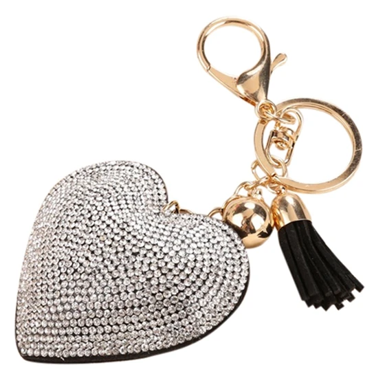 

Women Key Chains Romantic Beautiful Keyring Heart Shape Rhinestone Charm Accessory