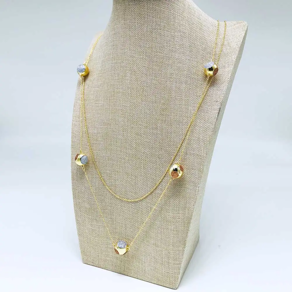 Kaufen Viennois Geometrische Pullover Kette Gold Rose Gold Farbe Perlen Lange Halskette Für Frauen Trendy Stil Weiblichen Partei Schmuck