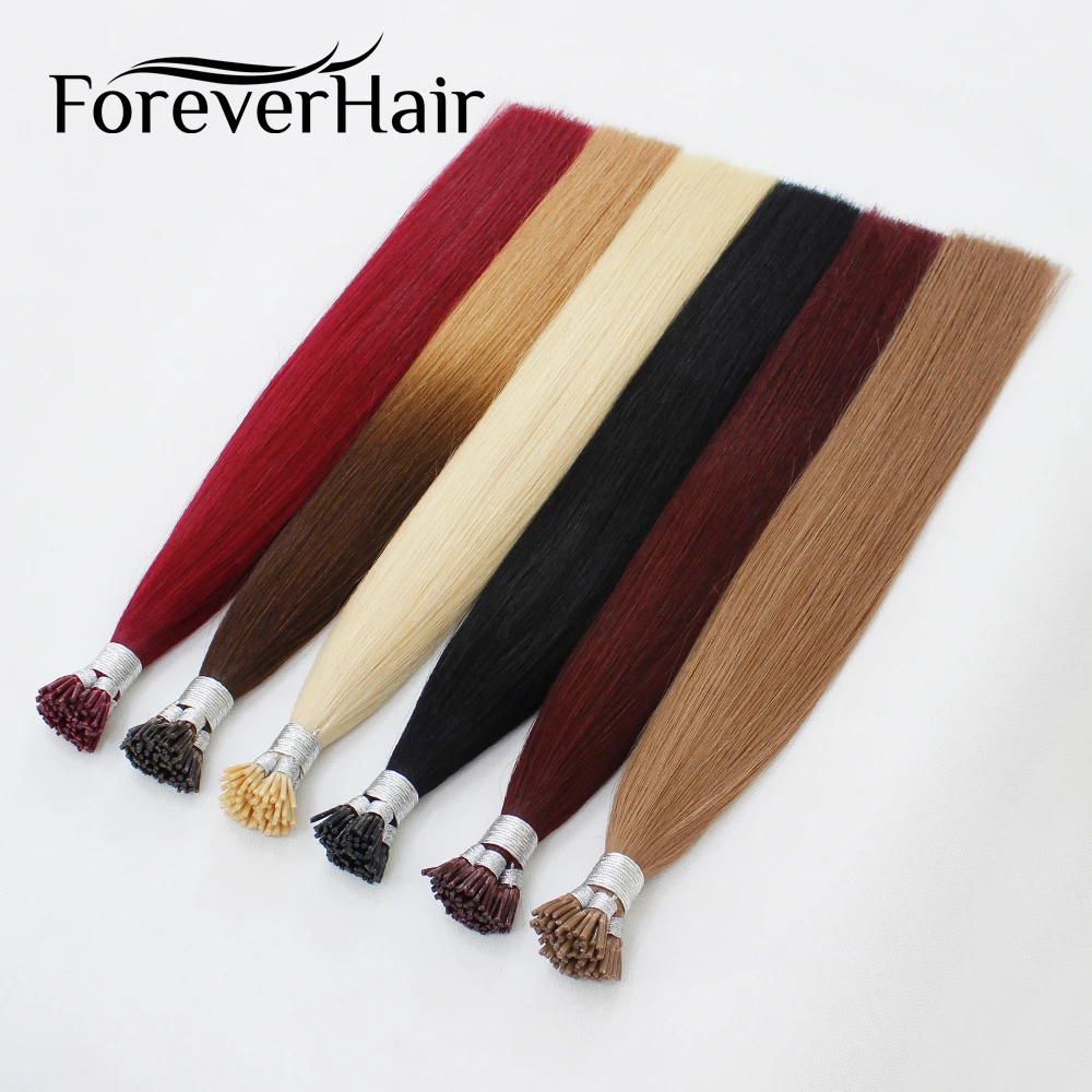 FOREVER HAIR 0,8 г/локон 1" 18" 2" Настоящие Remy I Tip человеческие волосы для наращивания кератиновые бонды прямые европейские Горячие fusion волосы 50 штук