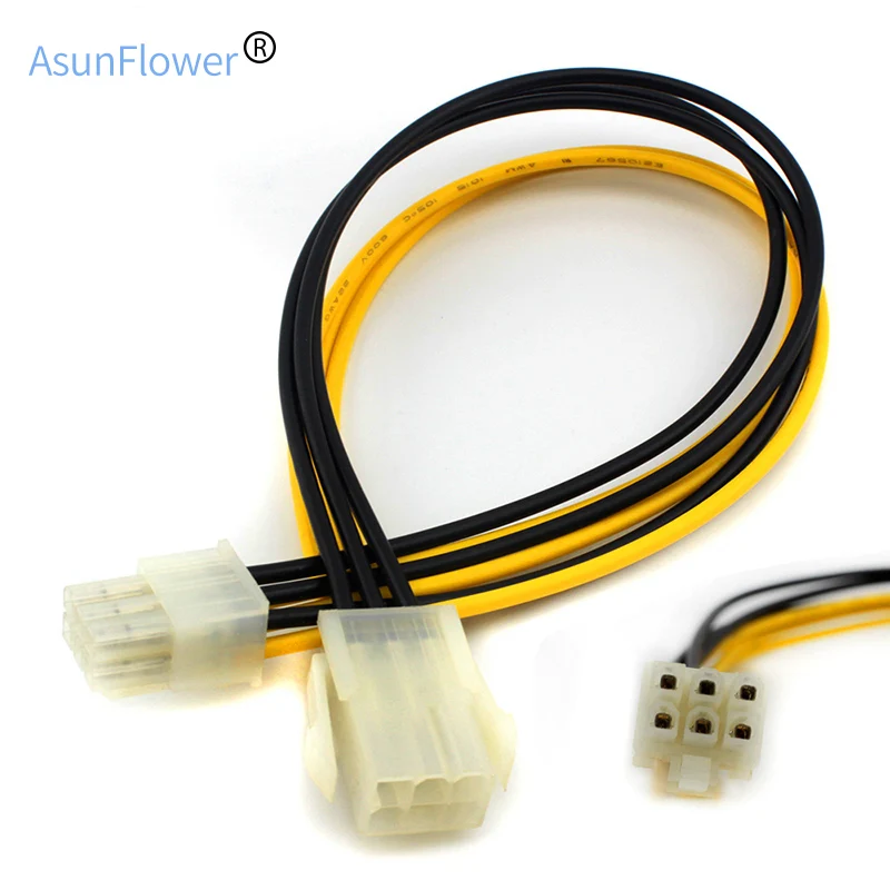 

2PCS/Lot 6 Pin Male to Female Video Card Power Extend 12" Converter Adapter Cable 31cm For Desktops PC Computer