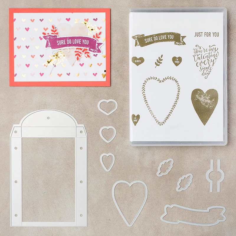 

Love Cutting dies & Clear stamp Album Decoration Scrapbooking Book Making Cutting Cut Dies and Clear Stamps Sets