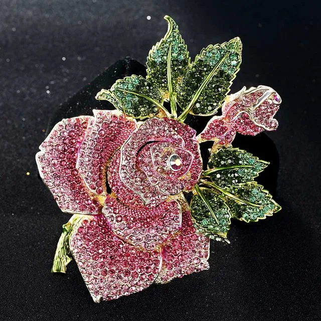 blucome big size rose flower brooch for women christmas gifts pink perfect size flower