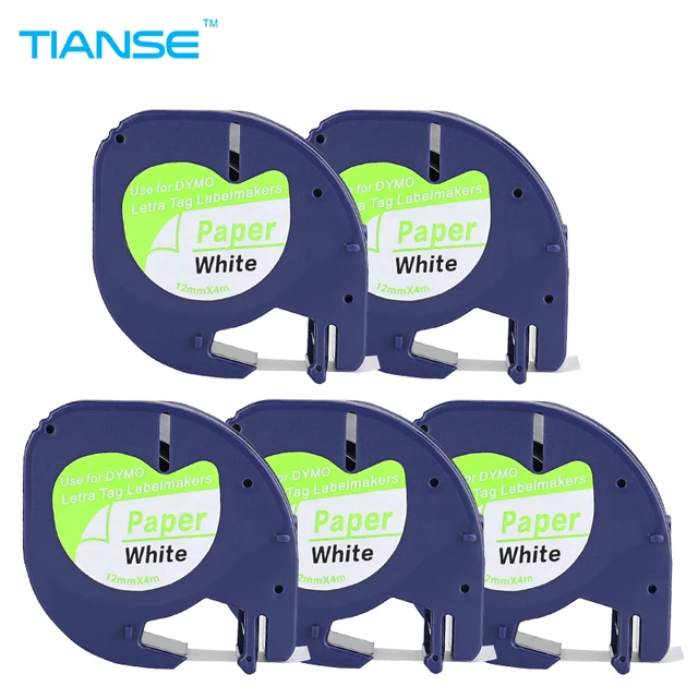 Best Offers TIANSE 5pcs DYMO LetraTag Label Tape 91200 black on white paper 12mm x 4M LT 91200 marker ribbons A91330 for DYMO label printer Best Offers TIANSE 5pcs DYMO LetraTag Label Tape 91200 black on white paper 12mm x 4M LT 91200 marker ribbons A91330 for DYMO label printer
