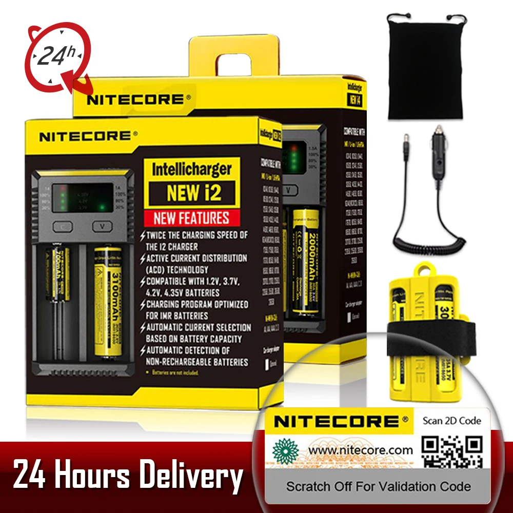 Оригинальное Nitecore зарядное устройство I8 Новое I2 I4 lcd интеллектуальное зарядное устройство Li-Ion 18650 14500 16340 26650 AAA AA 12V зарядное устройство