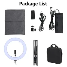 18″ Ring Light Photography Dimmable Adjustable 3200K-5500K LED Bi-color Camera Light with Tripod