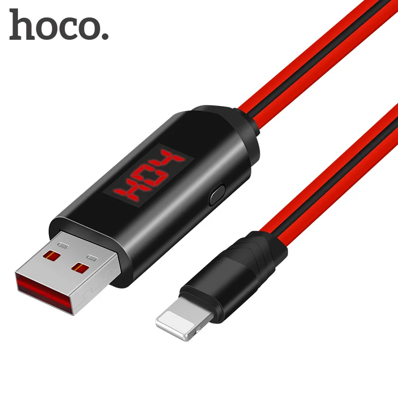 

HOCO LED Digital Display USB Cable for iPhone Xs Max XR X 8 7 6 6s Smart Time Control Charging Cable Flat Data Sync Kabel Cord