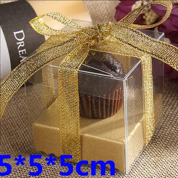 

100PCS New 5*5*5cm Plastic Box / Cupcake Boxes Packing 100% Quarantee Quality / Gifts & Crafts Event Parties Graduation Cake Box