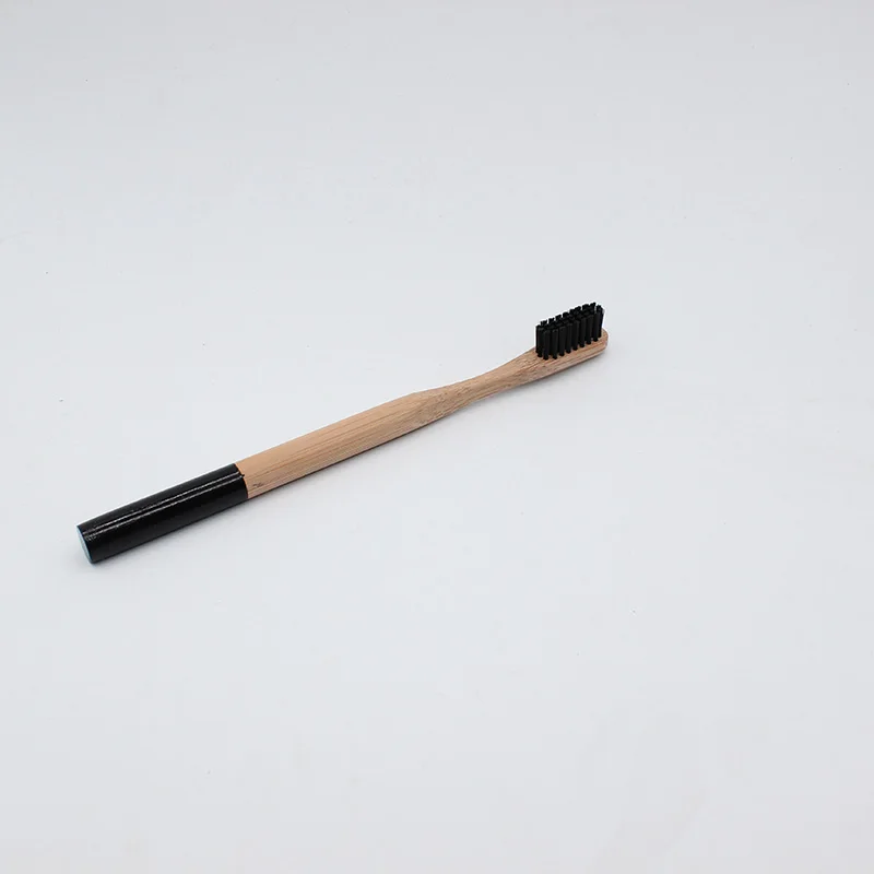 500 шт бамбуковая зубная щетка круглая бамбуковая ручка черная щетина для взрослых Tandenborstel деревянная ручка низкая углеродная зубная щетка
