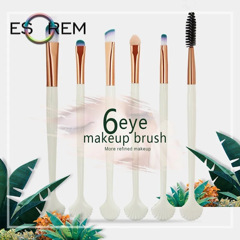 

ESOREM 6 Pcs Makeup Brushes Set Eyeshadow Brush Shell Handle Bristles Tapered Crease Brush Eyelash Brush Pincel Maquiagem 5555