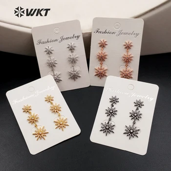 

ME031 WKT Fashion Triple Star Shape Earring With High Quality CZ Micro Pave Decoration For Women Drop Earring