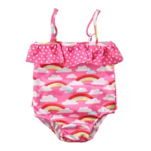 

2018 Girls Bikini Mayo Baby Bibs Fashion Girl Rainbow Bikini Ruffles Toddler Strappy Swimwear Kid Swimsuit Bathing Suit2018