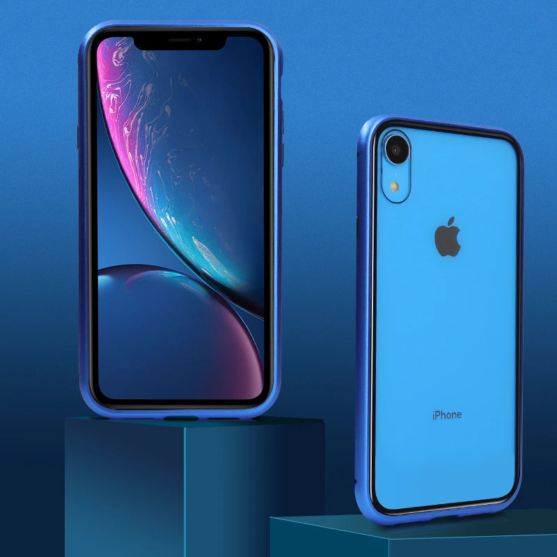

Fashion Magnetic Adsorption Phone Case For iPhone 6 7 6S Plus 7Pus 8Plus iPhone X XR XS Max Metal Magnet Tempered Glass Cover