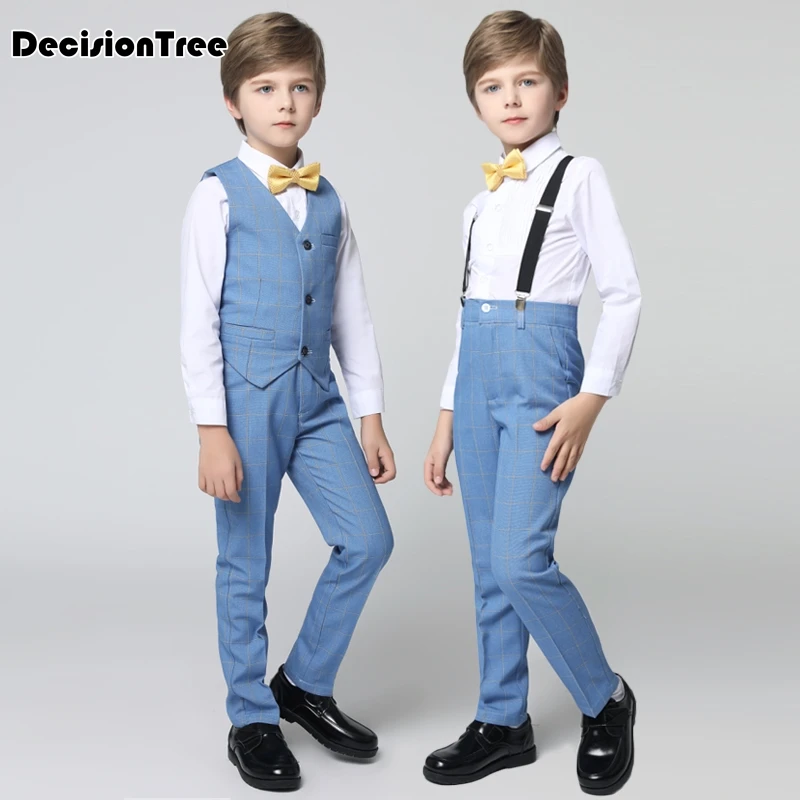 

2019 new flowers boys formal suit wedding campus student dress gentleman kids vest pants bowtie ceremony costumes