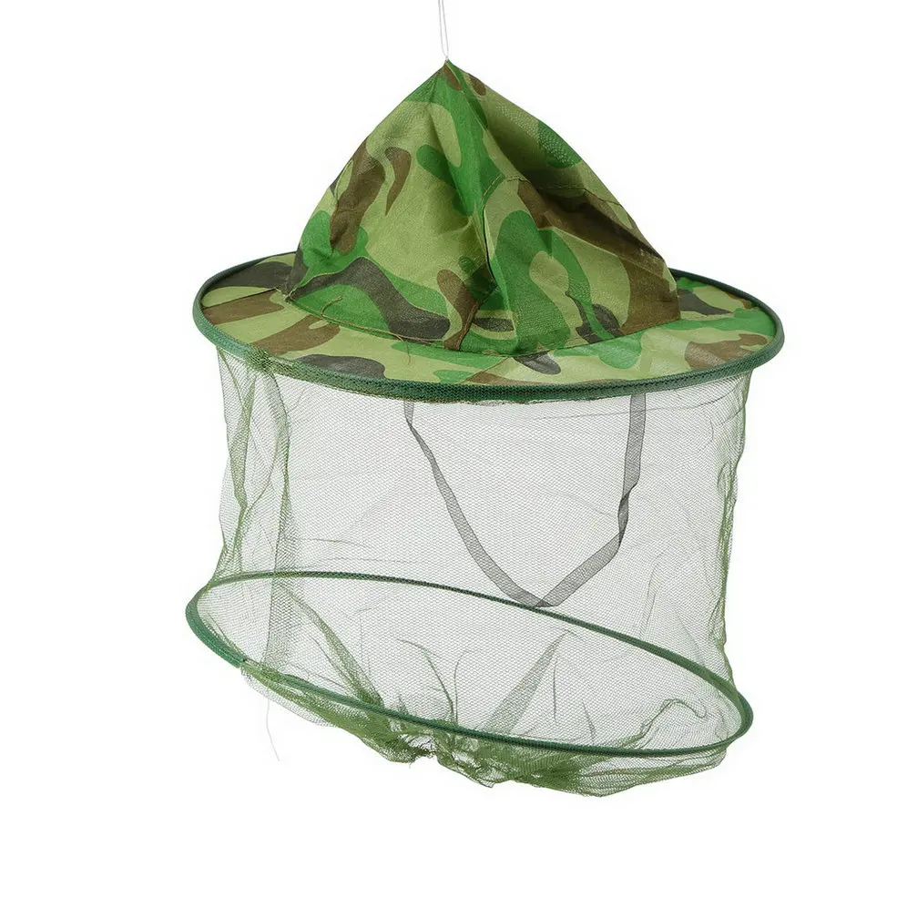 NEW Camouflage Net Mesh Head Face Mask Bug Insect Bee Mosquito Resistance Head Face Protector Fishing Cap Sun Hat