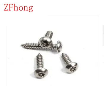 

100pcs/lot ST2.9*6/8/10/13/16/19/25 Stainless Steel Security Six-Lobe Round head self tapping screw, SUS 304 torx screw