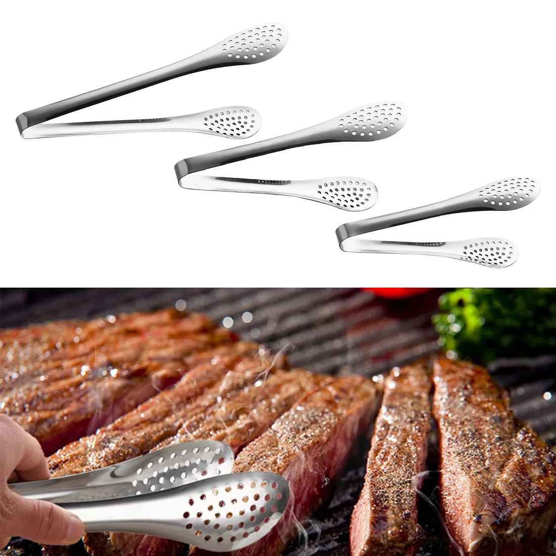 

BBQ Kitchen Tongs Utensil Cooking Clip Clamp Accessories Non-Stick Steak Forceps Salad Serving Tools Stainless Steel Salad